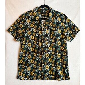 Banana Republic Slim Fit Linen Pineapple Floral Short Sleeve Button Down Shirt M